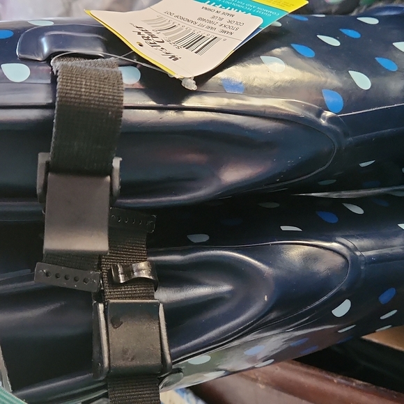 Western Chief Adult Winter Rain Boots Blue Vari Fit Raindrops Dot sz 10 New - Picture 2 of 12